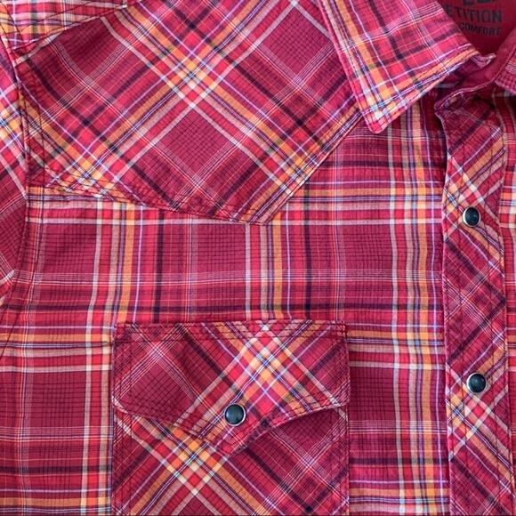 Wrangler 20X Competition Long Sleeve Western Snap Shirt Size L Red Plaid - Picture 6 of 11